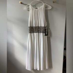 JS Boutique White Dress with Silver Embellishments